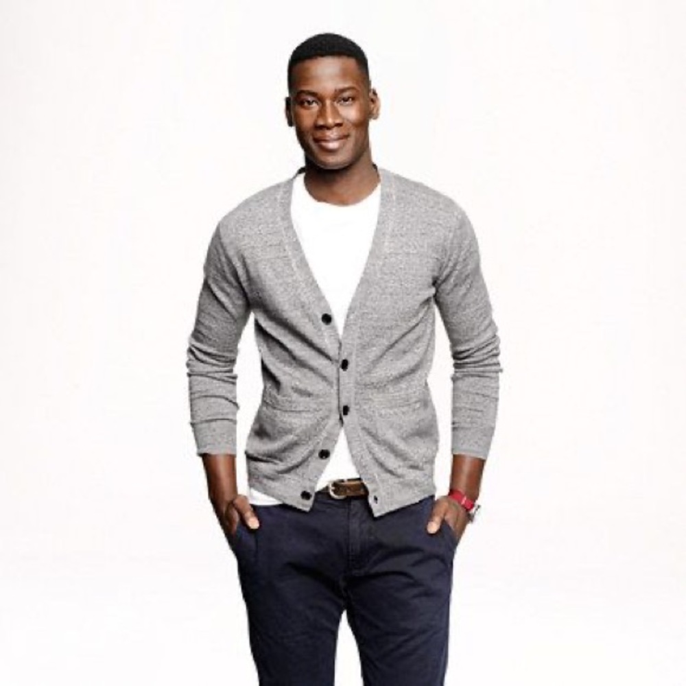 Men’s J. Crew Gray Cotton/Cashmere Knit Cardigan Sweater Small